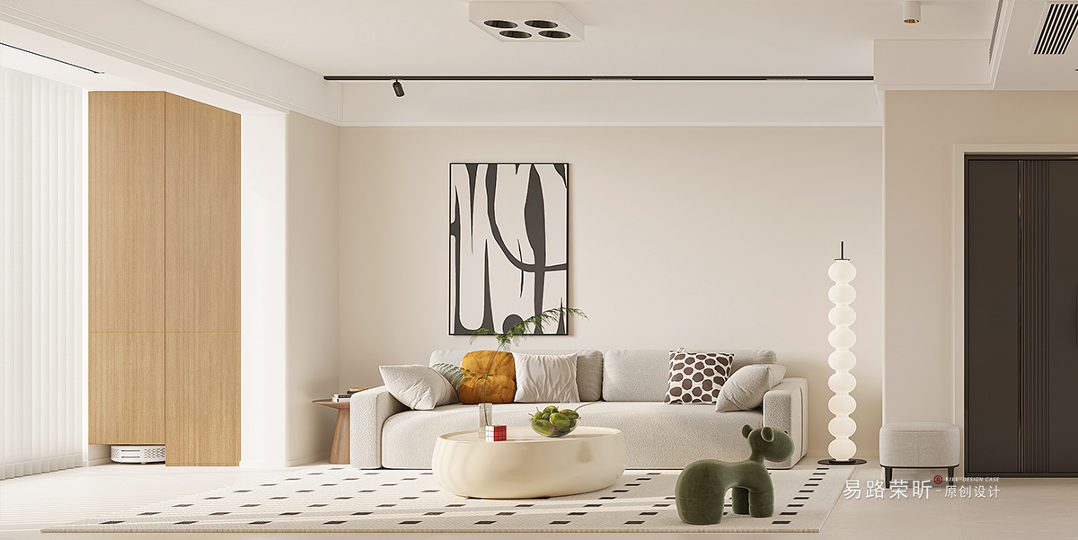 客厅沙发背景效果图，© 易路荣昕·原创设计