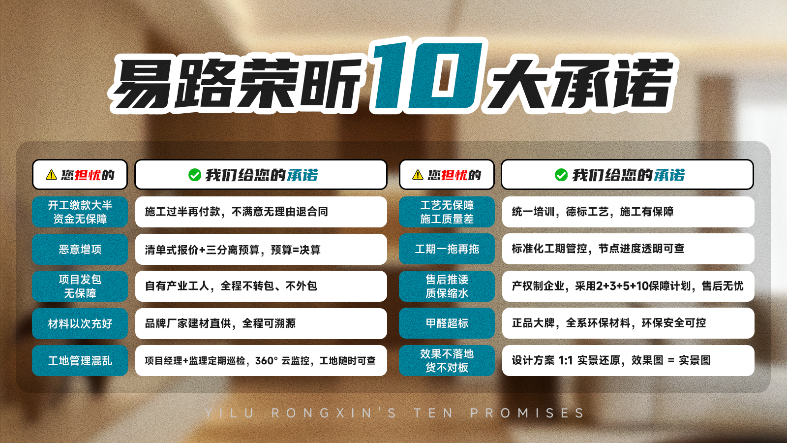上海装修，易路荣昕的10大承诺